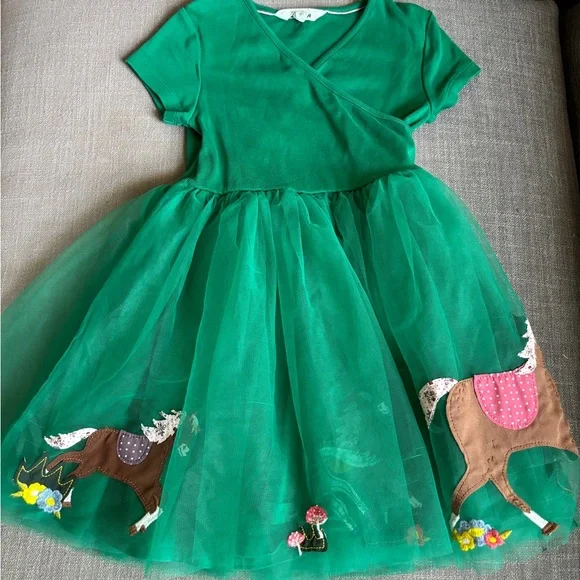 Mini Boden Applique Tulle Ballet Dress, Deep Green, 6-7y - Picture 1 of 2